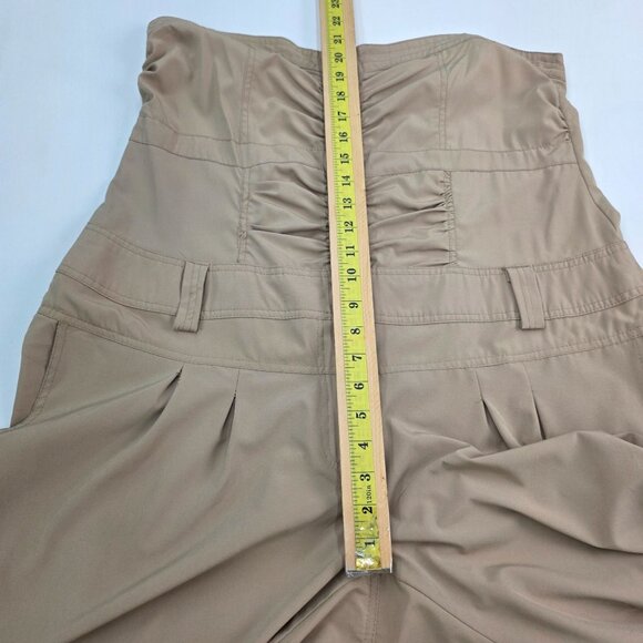 Womens Beige Strapless Button-Front Jumpsuit With Pockets & Elastic Hem Size 2X - Picture 13 of 16